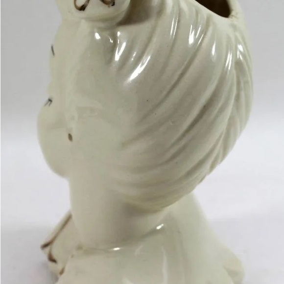 Vintage Glamour Girl USA Lady Head Vase Gold Accents 6.5" - Picture 6 of 7